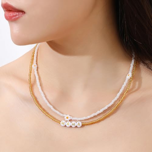 Collier perles marguerite dorée pour le look des futures mamans - 2