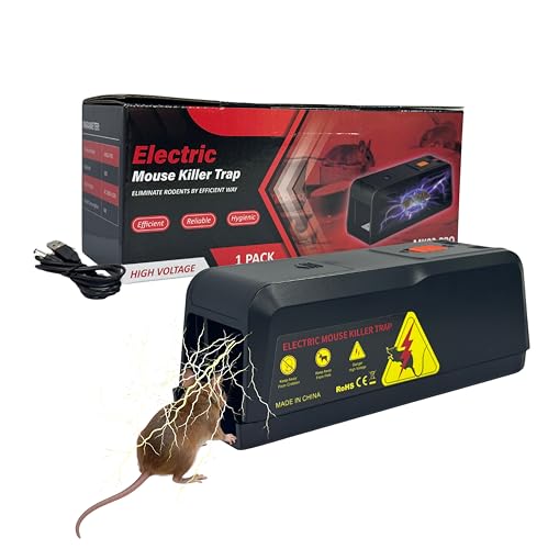 UvuZanthic Trampa Eléctrica para Ratas 2800V,Controlar la Plaga de Ratones, Diseño Reutilizable, Entrada Grande,Control higiénico de plagas para Interiores/Exteriores, Raticida Extra Fuerte
