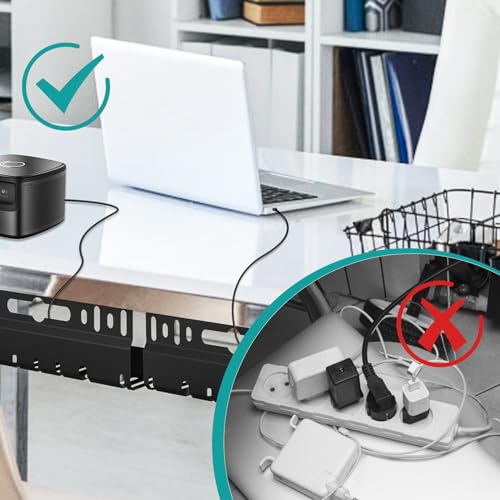 2TLG Kabelkanal Schreibtisch ohne Bohren Schwarz, Kabelmanagement Schreibtisch für Kabelversteck, Kabelwanne Ideal für Home Office und Arbeitsplätze, Kostenlos mit 22 Zubehörteilen Kabelorganisation
