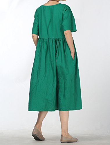 Image of FTCayanz Women's Summer Midi Dress Linen Boho Casual Beach Flowy Sun Dresses with Pockets