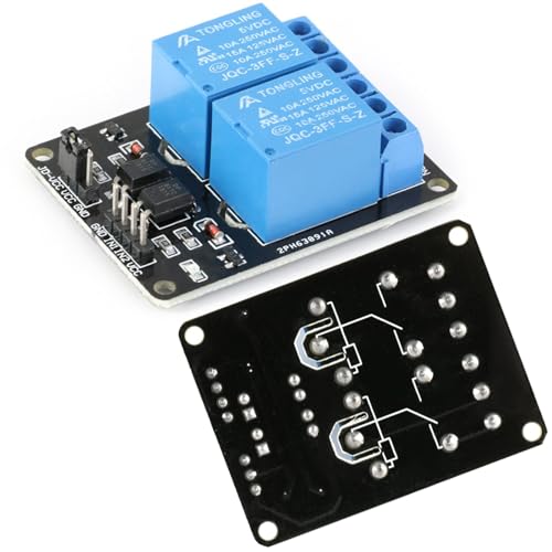 JESSINIE 5V 2-Channel Relay Module with Optocoupler for Arduino Projects, 2-Way Relay Control Board