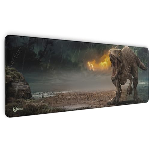 Gaming Mauspad XXL - 4 mm Premium-Dicke, Ultra-Glatte Oberfläche, Mousepad mit vernähten Rändern, rutschfest - stylisch & langlebig für Dein Gaming Setup (Raptor Dinosaur Real, 800 x 300 x 4 mm)