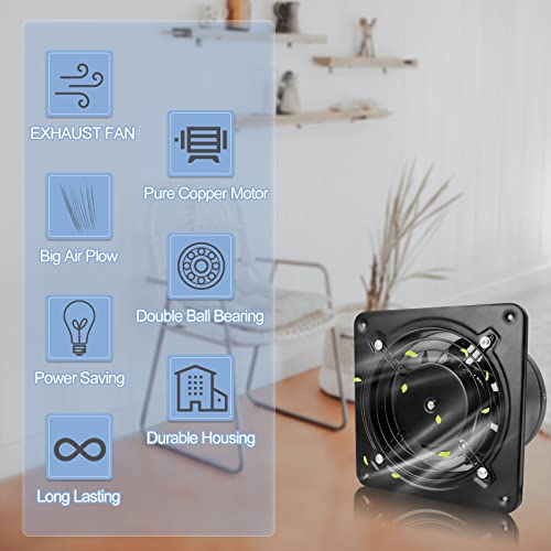 6 Inch Exhaust Fan, Through Wall Fan, Kitchen Extractor Fan 308Cfm Powerful, Outer Rotor Motor Exhaust Fan, Stainless Steel Vent Blower, For Kitchen Bathroom Garage Loft #TOP2