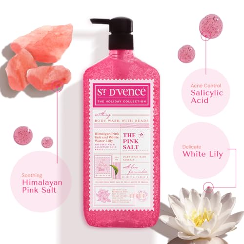 Image of ST. D'VENCE Himalayan Pink Salt Body Wash Shower Gel for Women & Men with White Water Lilly & Organic Aloe Vera| Moisturising Body Wash for Winter | Parabens & SLS Free- 700 ml