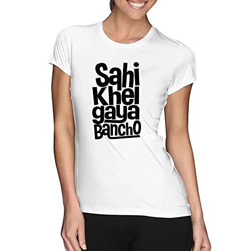 DS StoreRegular Fit Cotton T-Shirts for Men's & Women's with Print of Sahi Khel Gaya Bancho