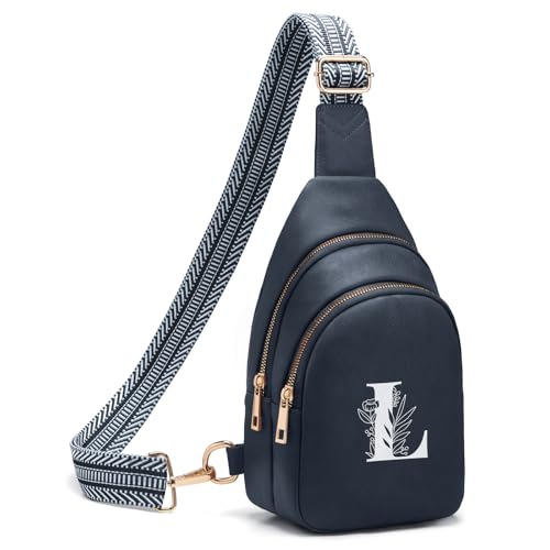 Crossbody Bags for Women Initial Sling Bag Cross Body Fanny Packs Personalized Gifts for Mom Women Wife Navy Blue L