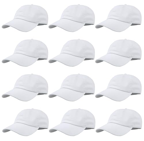 Image of Gelante Baseball Caps Hats 100% Cotton Plain Blank Adjustable Size Wholesale Bulk of 12 Pack