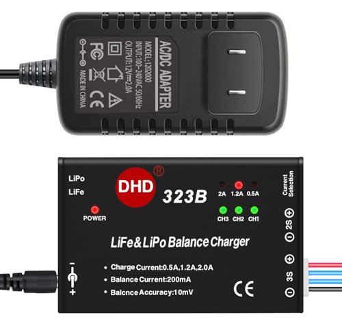 Cargador 2A para evitar sobrecarga en baterías Life 6.6V de drones y coches RC