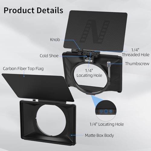 Matte Box 4x5.65 Légère Nitze Multi-Objectifs avec Support de Tige 15mm MB15AK