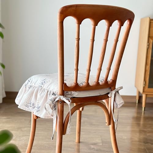 Cojín de asiento de algodón para sillas de comedor de madera con lazos 5