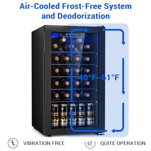 Image of Antarctic Star Wine Cooler Cabinet Beverage Refrigerator 3.2cu.ft Black