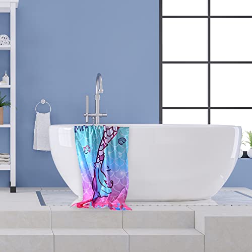 Livilan Mermaid Tail Beach Towel, Cute Microfiber Camping Towels For Girls Kids Gifts Quick Dry Absorbent Sand Free Lightweight Beach Blanket, Thin 30” X 60” Pool Travel Swimming Bath Shower Towel #TOP3