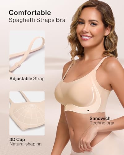 Seamless Bras Spaghetti Strap Pull On Bralette for Women Wireless Comfortable Breathable Smooth Everyday Sleep Bras2