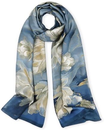 vimate 100% Large Silk Feeling Scarf-Women's Fashion Long Mulberry Silk Satin Neck Scarf Sunscreen Shawl Wrap Headscarf