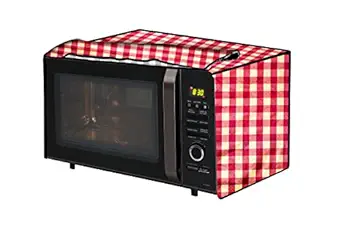 The Furnishing Tree PVC Waterproof Microwave Oven Cover compatible for Onida 23 L Convection MO23CJS11B Plaid Pattern Maroon