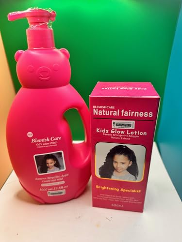 Blemish Care Kids Glow Natural Fairness Glow - Gel de baño (1000 ml y loción corporal de 400 ml)