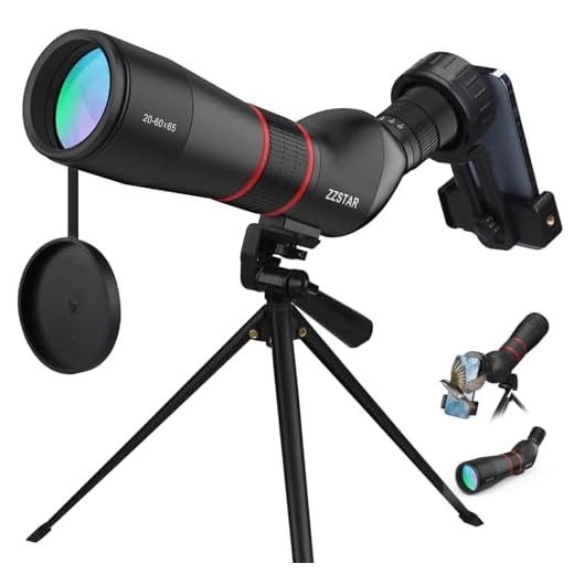 ZZSTAR 20-60x65 Spotting Scope with Tripod, Phone Adapter, Carrying Bag, 45 Degree Angled, Waterproof Long Range Spotting Scopes for Target Shooting/Hunting/Bird Watching/Astronomy/Wildlife Scenery