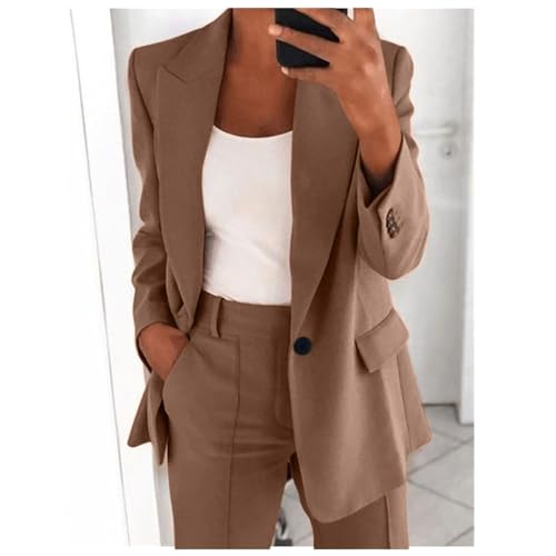 Pant Suits for Women 2 Piece Blazer Sets Business Casual Outfits Long Sleeve Open Front Jacket Loose Straight Leg Pant2