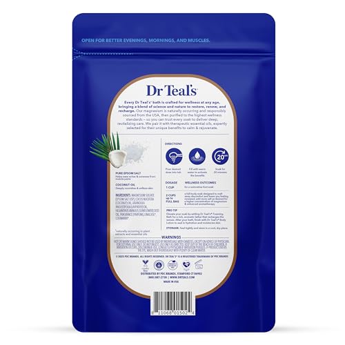 Dr Teal's Epsom Salt Magnesium Soak, Nourish & Protect with Coconut Oil, 3 lbs - image 2