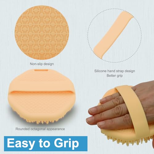 Image of Silicone Body Scrubber, Exfoliating Body Scrubber for use in Shower,Silicone Body Brush for Showering and Anti-Slippery Handles for All Skin Types