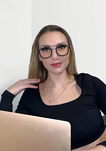 Image of VISOONE Retro Round Anti Eyestrain Metal Medium Eyewear Blue Light Blocking Glasses for Computer Gaming Women Man SANFORD