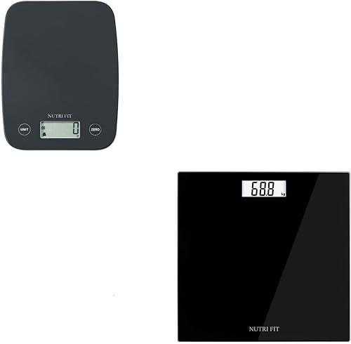 1 báscula de alimentos, báscula digital de cocina, gramos y onzas para hornear y cocinar + 1 báscula digital de baño para peso corporal, báscula de