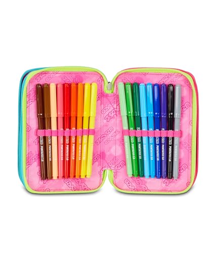 Seven Astuccio Scuola 3 Zip Write Down, Viola, Portapenne Triplo Scomparto Completo Di Penne, Matite, Colori, Accessori Zaino, Scuola Elementare, Bambina - 4