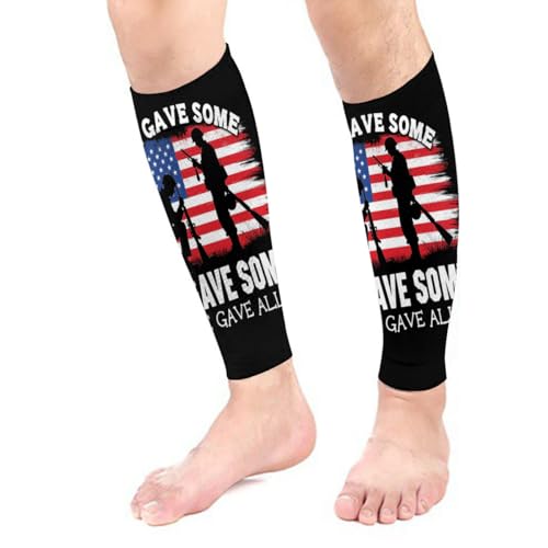 All Gave Some Some Gave All with America Flag Men Women Calf Compression Sleeve for Unisex Sports Support Running Basketball Football Leg Sleeves Protection Cycling