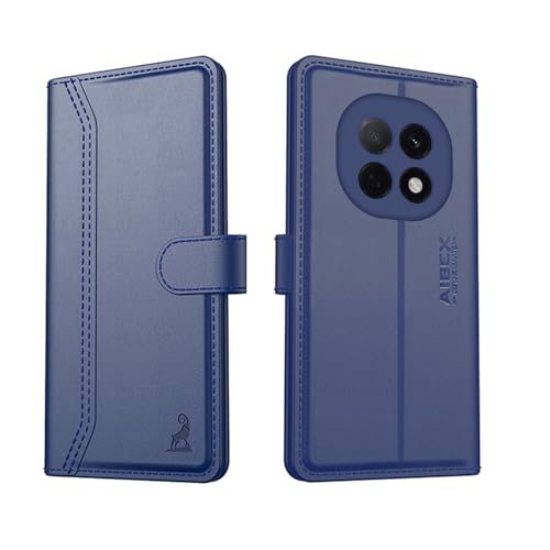 Image of AIBEX Compatible for Oppo F29 Pro 5G Flip Cover Leather Finish with Magnatic Closure | Inside TPU with Card Pockets | Wallet Stand | Complete Protection Flip Case -Blue