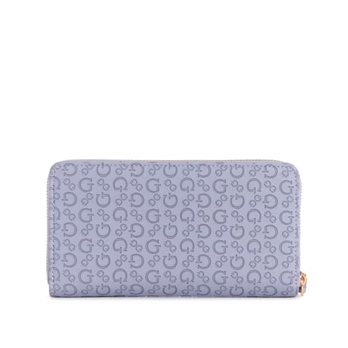 Image of Guess Blue Embossed Bowie Medium Zip Around Wallet