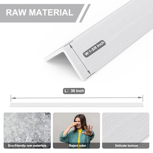 Image of Corner Guards - 4PCS White Wall Corner Guard with Back Glue for Baby Safety, Stair Corners, Edge Protection (36 in L x 1-5 /8 in W)