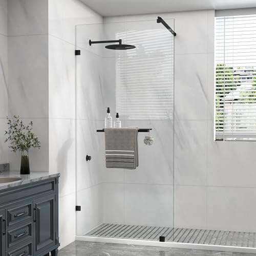 KPUY 36x76 Frameless Fixed Shower Door Matte Black