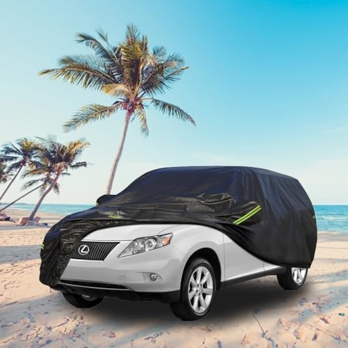 Image of KouKou Waterproof SUV Car Cover Suitable for Lexus RX300 /330 /350 /350L /450 from 2003 to 2025, 7 Layers Windproof All Weather Waterproof Outdoor Cover Sun Rain UV Dust Snow Protection. Black