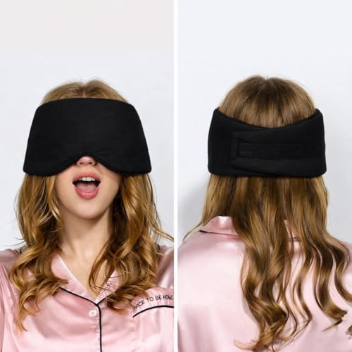 Image of Store2508 Cotton Sleep Mask Blackout Comfortable & Breathable Eye Mask For Sleeping Adjustable Blinder Blindfold Airplane With Travel Pouch Best Night Companion Eyeshade For Women Men Kid (Black)