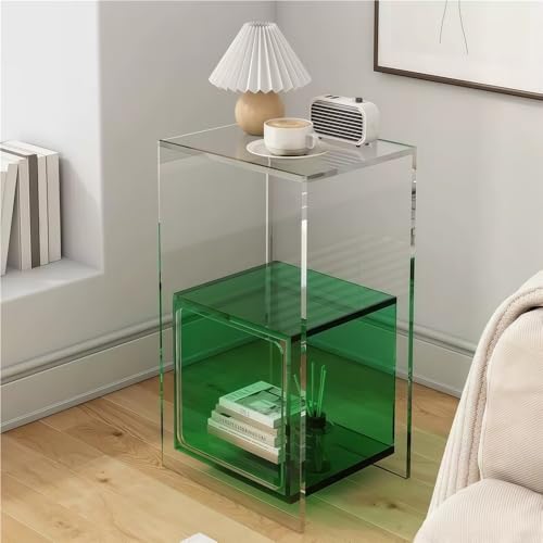 Modern Acrylic Side Table with Open Shelves, Transparent Display Stand