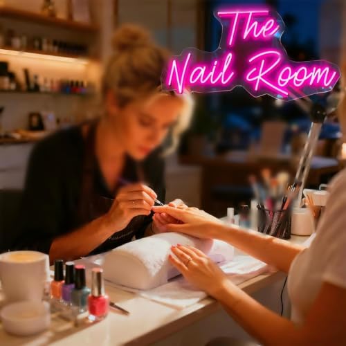 Image of Pink Nails Neon Sign for Wall Decor 15.8x8.7In | Dimmable Neon Nail Room Sign for Home Shop Spa Beauty Cosmetic Salon,Nail Room Decor Acessory,USB Powered