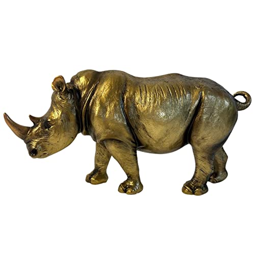 Ornement de rhinocéros avec finition dorée antique | Statue de la faune | Rhinocéros | Ornements pour la maison | Cadeau d'anniversaire d'amitié | Cadeau...