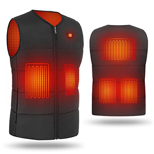 UNBON Chaleco Calefactable Hombre Mujer con 5 Zonas de Calentamiento y 3 Niveles de Temperatura Chaleco Térmico Eléctrico USB Ligero Lavable para Moto Protección contra Frío Cover