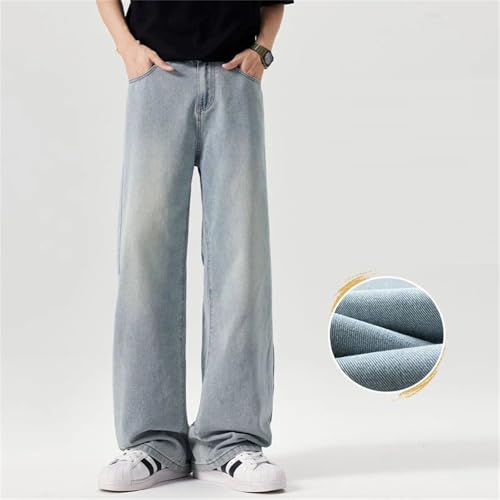 Men's Fashion High Waist Solid Color Straight Jeans Casual Vintage Loose Wide Leg Jeans3