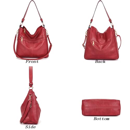 Image of Qiyuer Purses for Women 4PCS Handbags and Wallet Set Large Hobo Bag | Vegan Leather,Daily Commuting,Crossbody /Shoulder Bags,Multi card slot wallet