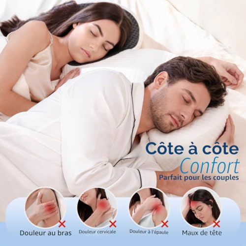 Oreiller couple mousse à mémoire HOMCA confort ergonomique supérieur - 4