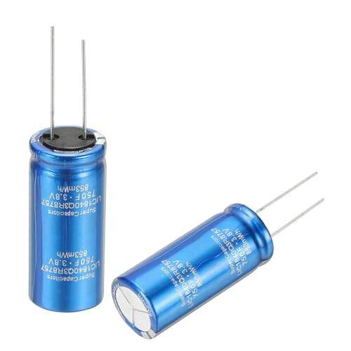 MECCANIXITY Super Capacitor, 3.8V 750F L40mmxD18mm Electrochemical Capacitance, Aluminum Electrolytic Capacitors for On-Board Backup Energy Storage, Pack of 2