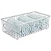 mDesign Cesta de almacenaje en metal con asas integradas – Gran caja organizadora con atractivo diseño en malla de alambre – Ideal como organizador de baño para cosméticos – plateado