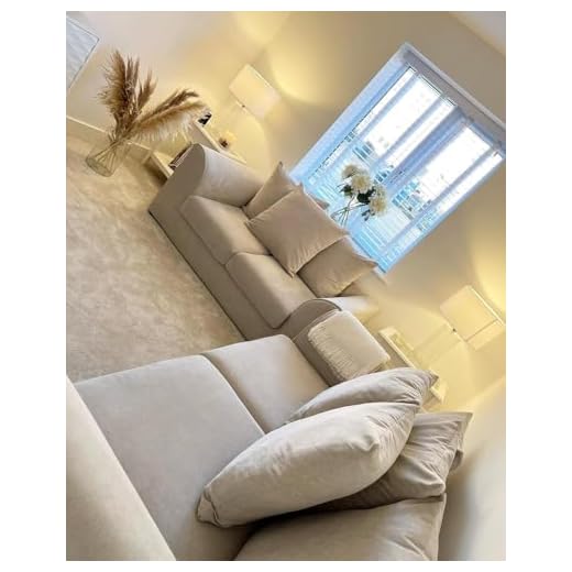 Plush Sofa Set - Soft Fabric Upholstered Corner Settee - Modern 3-Seater & 2-Seater Sofa - Grey Fabric UK Upholstered Corner Sofas For Living Room (Cream, 3+2)