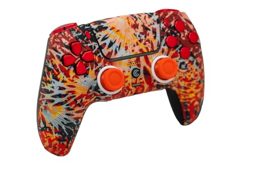 Image of Custom Controllerzz Custom Wireless Controller Compatible with PS5 - Multiple Designs Available (Solar Flare & Red Chrome)