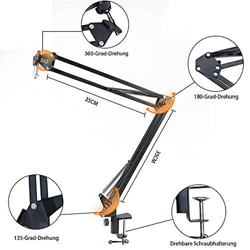 Overhead-Stativ für Kamera Webcam Ringlicht, Mini Flexibeles Flexibler Über-Kopf-Arm Fotostativ für iPhone Mikrofon mit… – Bild 4
