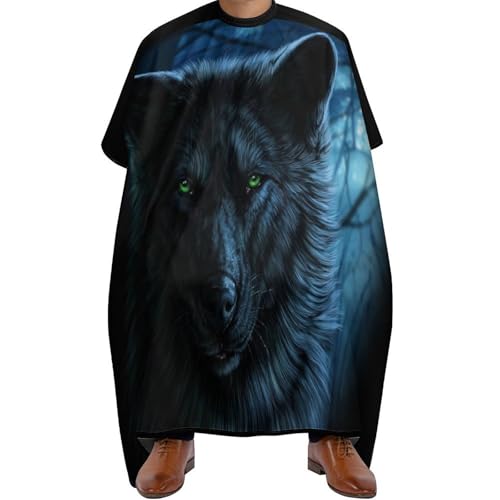 Cape de barbier loup aux yeux verts étanche à séchage rapide pour salon