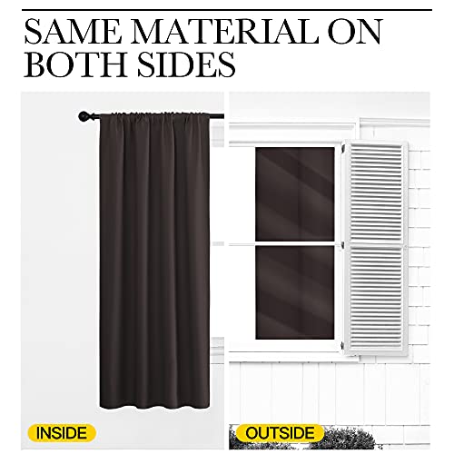 NICETOWN Bedroom Curtains Thermal Insulated, Noise Reducing Curtains & Drapes for Small Kitchen Window, Privacy Draperies (Toffee Brown, 34" Wide x 63" Long, 2 PCs) - image 6