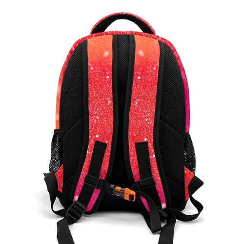 Custom Love Music Piano Backpack Name Casual Bag Book Pack Daypack for Women Men Camping Hiking Gradient Red Glitter Print2