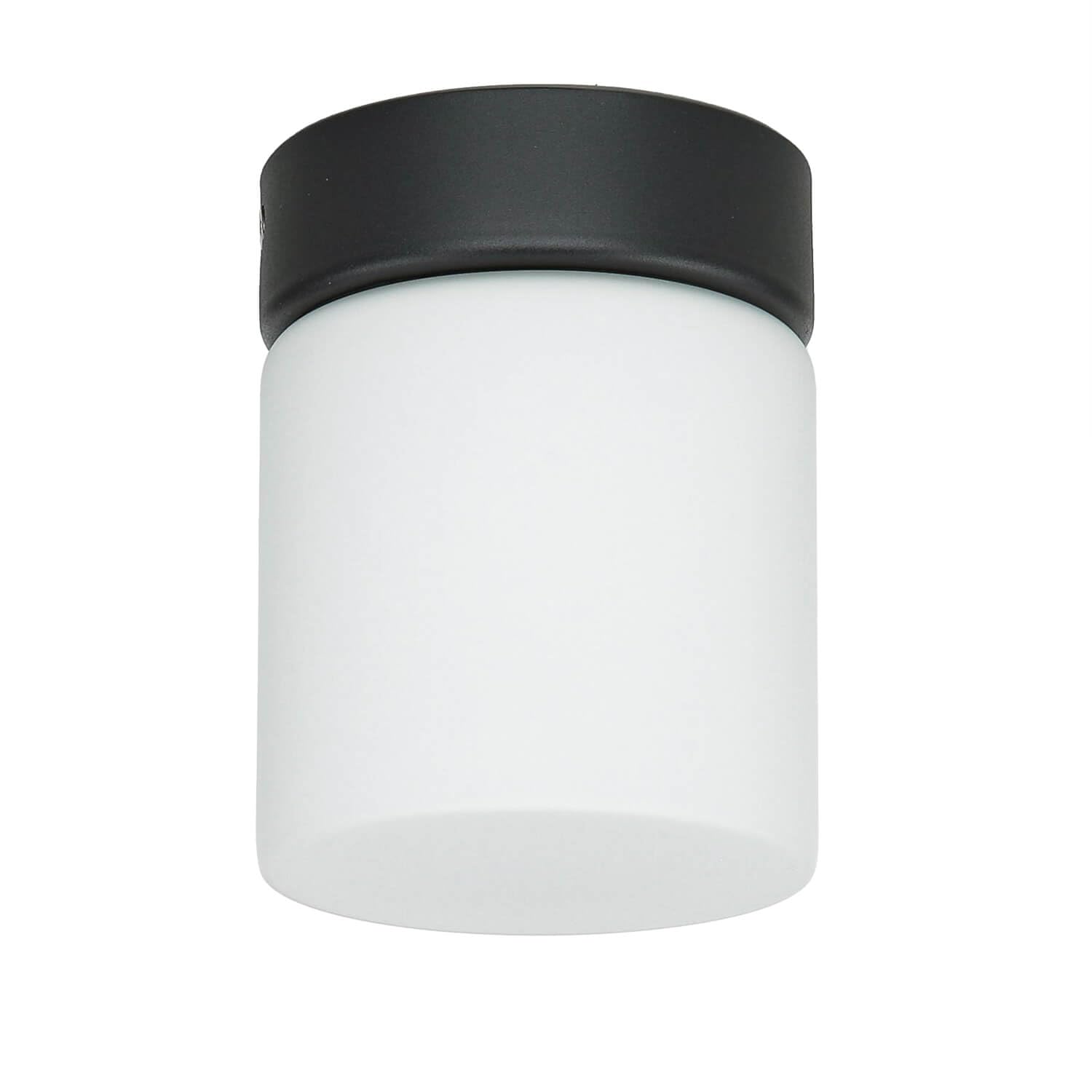 Licht-Erlebnisse Deckenleuchte Bad IP44 kompakt D:10cm G9 wechselbar aus Metall & Glas in schwarz-weiß wassergeschützt Badezimmer Deckenlampe Innen Feuchtraum